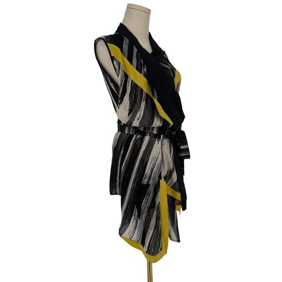 Vintage Y2K BCBGMaxazria Runway Geometric Print Asymmetrical Wrap Top, Size XS - Picture 3 of 8